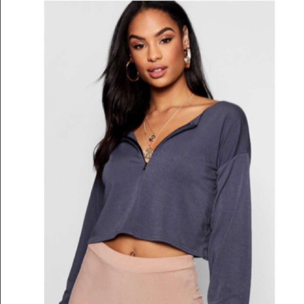 Zip Front Lightweight Crop Sweater